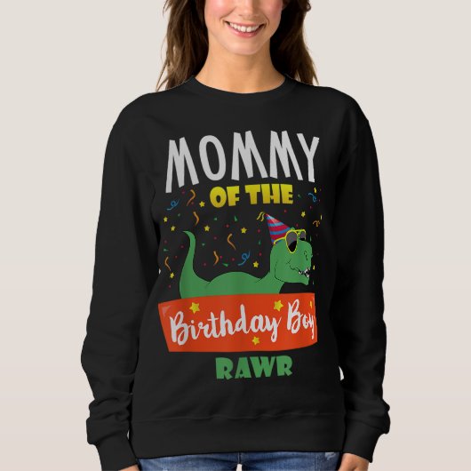 Mama van de Birthday Boy Dinosaur Raptor Funny Trui (Voorkant)