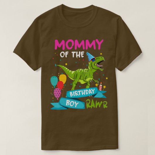 Mama van de Birthday Boy TRex RAWR Dinosaur Birth T-shirt (Design voorkant)