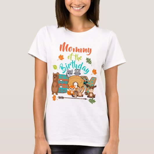 Mama van de Birthday Boy Woodland Arrow T-shirt (Voorkant)