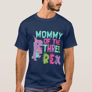 Mama van de Drie Rex Verjaardag Dinosaurus Familie T-shirt