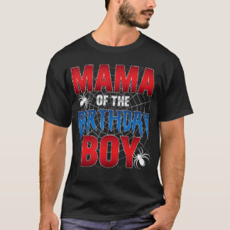 Mama van de jarige jongen Spinnenweb Verjaardagsfe T-shirt