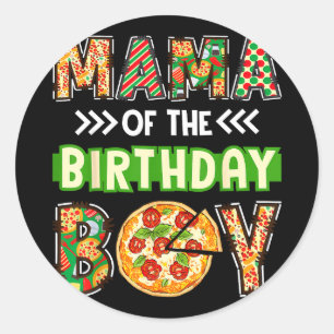 Mama van de jongen verjaardag jongen pizza liefheb ronde sticker