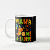 Mama van de one-a-saurus 1e verjaardag dinosaurus koffiemok (Links)