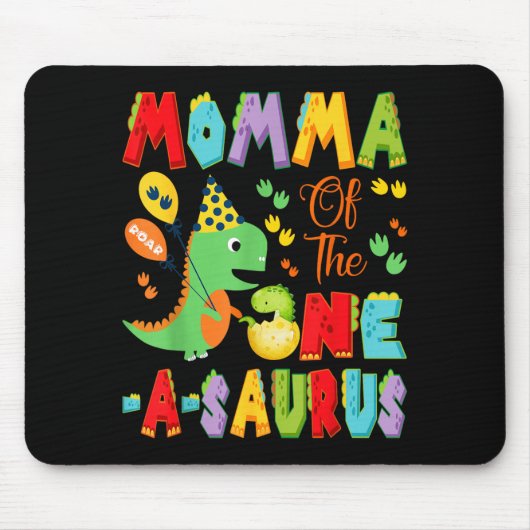 Mama van de One-A-Saurus 1e verjaardag jongen Muismat (Voorkant)