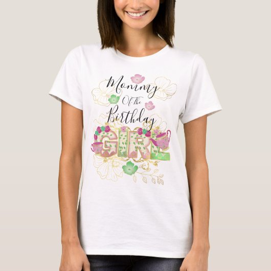 Mama van de Tea Party Birthday Girl |Floral T-shirt (Voorkant)
