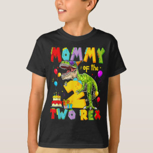 Mama van de twee rex 2e verjaardag jongen dinosaur t-shirt