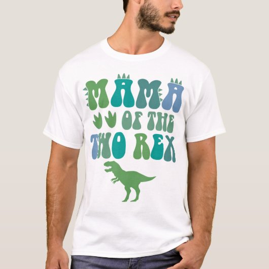 Mama van de twee Rex verjaardagsjongen T-shirt (Voorkant)