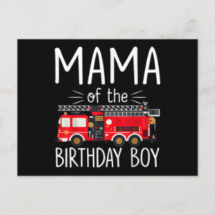 Mama van de verjaardag Boy Fire Truck brandweerman Feestdagenkaart