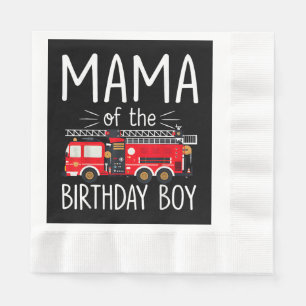 Mama van de verjaardag Boy Fire Truck brandweerman Servet