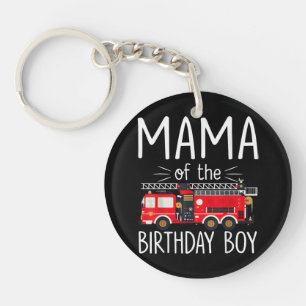 Mama van de verjaardag Boy Fire Truck brandweerman Sleutelhanger