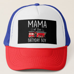 Mama van de verjaardag Boy Fire Truck brandweerman Trucker Pet