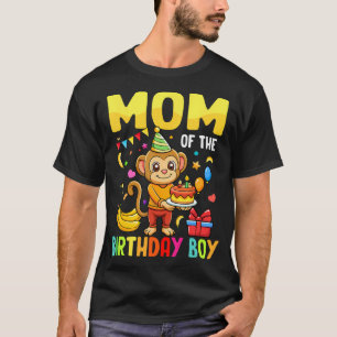 Mama van de verjaardag Jongen Aap Dag Party Famili T-shirt