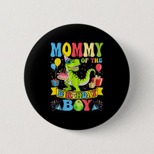 Mama van de verjaardag jongen dinosaurus T-rex ver Ronde Button 5,7 Cm