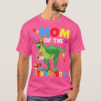 Mama van de verjaardag jongen dinosaurus verjaarda t-shirt
