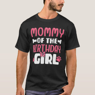 Mama van de verjaardag meisje hond poot verjaardag t-shirt