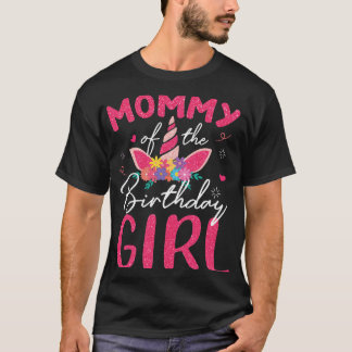 mama van de verjaardag meisjes moeder eenhoorn blo t-shirt