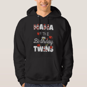 Mama van de verjaardag tweeling bloemenfamilie lie hoodie