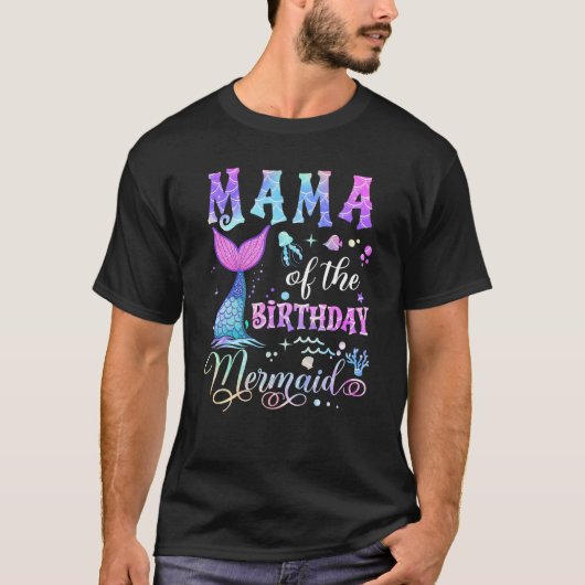 Mama van de verjaardag zeemeermin meisje Bday Part T-shirt (Voorkant)