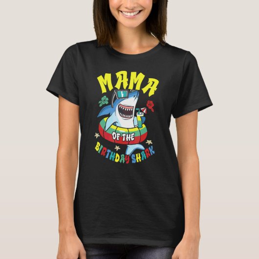 Mama van de verjaardagshaai bijpassende familie t-shirt (Voorkant)