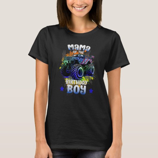 Mama Van De Verjaardagsjongen Monster Truck Verjaa T-shirt (Voorkant)