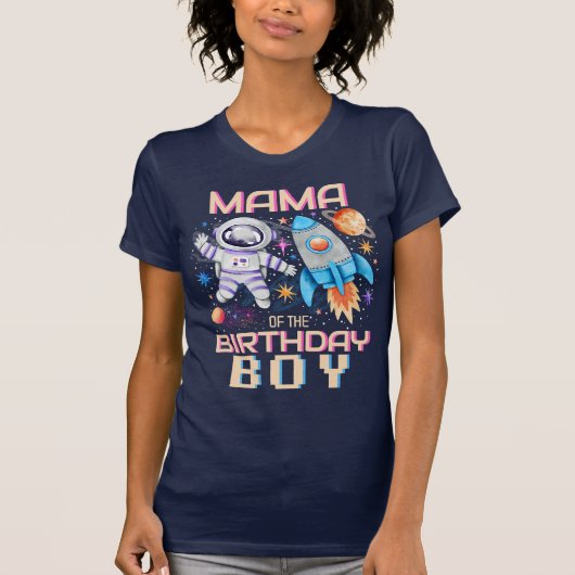 Mama van de verjaardagsjongen Rocket & Astronaut S T-shirt (Voorkant)
