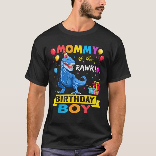 Mama van de Verjaardagsjongen T Shirt Dinosaurus R (Voorkant)
