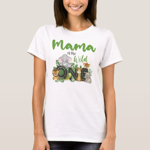 Mama van de Wild One Oerwoud Safari Animals match T-shirt