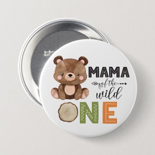 Mama van de Wilde Beer Button (Voorkant /achterkant)