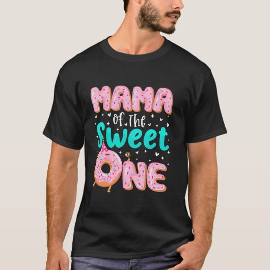 Mama van de zoete een 1e verjaardag donut thema fa t-shirt (Voorkant)
