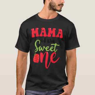Mama van de zoete één aardbei zomer eerste geboort t-shirt