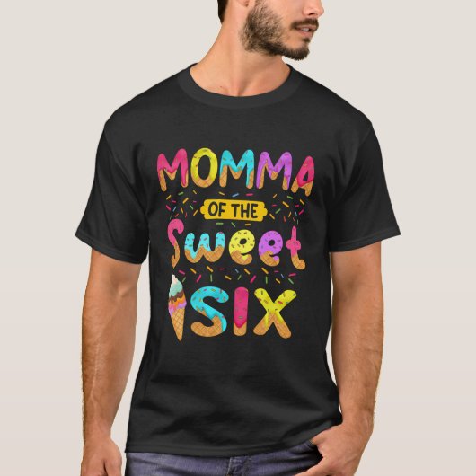 Mama van de zoete zes 6e verjaardag meisje ijs t-shirt (Voorkant)