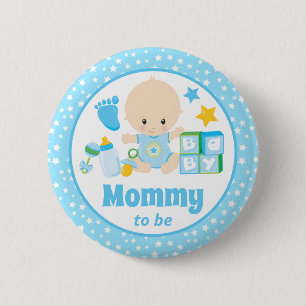 Mama van een jongen wordt blauw sterren  ronde button 5,7 cm
