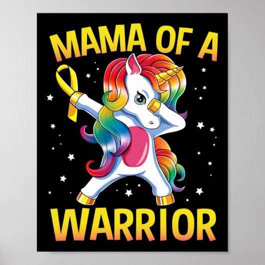 Mama van een krijger bewustzijn van kanker bij kin poster (Voorkant)