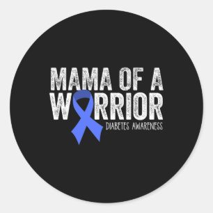 Mama Van Een Krijger T1D Mama Diabetische Blauwe R Ronde Sticker