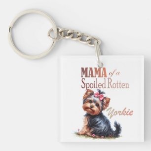 Mama van een verwende Rotten Yorkie Waterverf Art Sleutelhanger