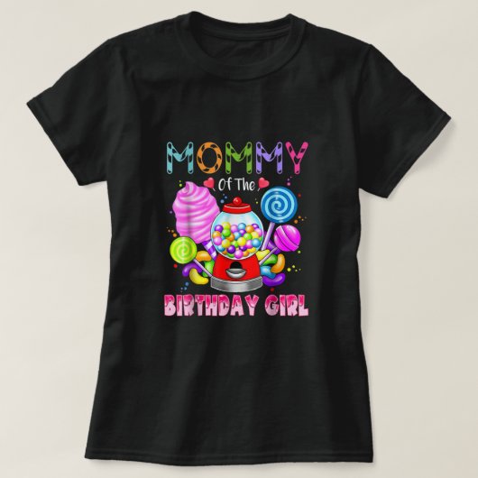 Mama van het Birthday Girl Candyland Snoep Birthda T-shirt (Design voorkant)