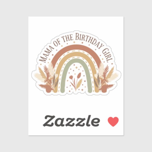 Mama Van Het Jarige Meisje Boho Regenboog Verjaard Sticker (Vel)