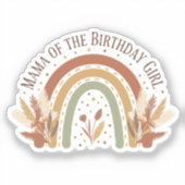 Mama Van Het Jarige Meisje Boho Regenboog Verjaard Sticker (Voorkant)