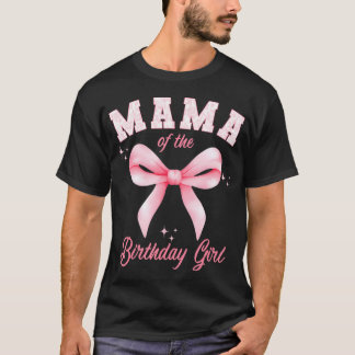 Mama van het jarige meisje Roze bloemen toile T-shirt