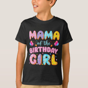 Mama van het jarige meisje zoete donut verjaardag t-shirt
