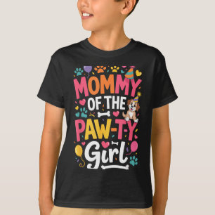 Mama van het poot-feestje meisje schattige hond ve t-shirt