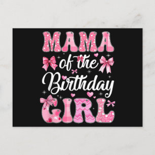 Mama van het verjaardagsmeisje Familie Roze Coquet Feestdagenkaart