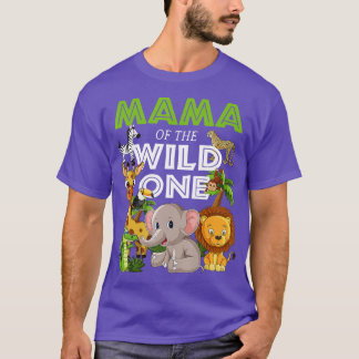 Mama van het Wild One Zoo Birthday Safari Oerwoud  T-shirt