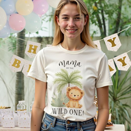 Mama van het Wilde Eén Oerwoud Safari 1e verjaarda T-shirt