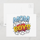 Mama van jongens Moederdag stripstijl Briefkaart (Voorkant / Achterkant)