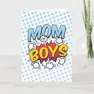 Mama van jongens Moederdag stripstijl Kaart