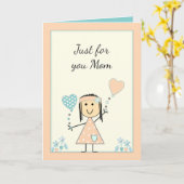 Mama van kleine meid perzik verjaardag groet kaart (Gele Bloem)