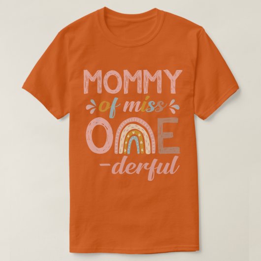 Mama van Kleine Miss Onederful 1e Verjaardag Boho  T-shirt (Design voorkant)