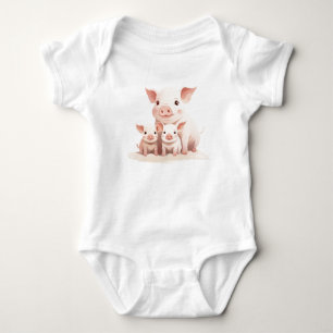 Mama Varken en Baby biggen, Schattigee boerderijdi Romper