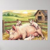 Mama Varken en Biggen Nursery Poster (Voorkant)